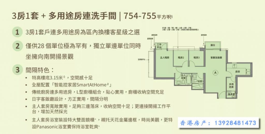 香港明翘汇户型图(3房)